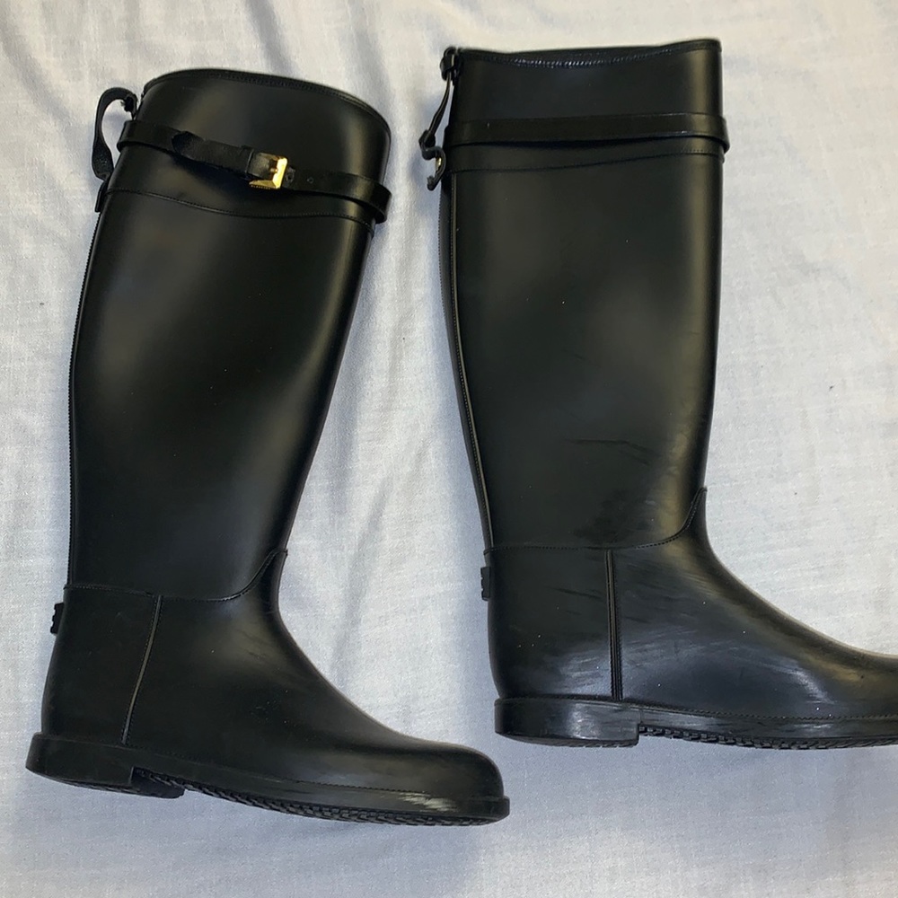 Burberry Leather Knee-High Rain Boots